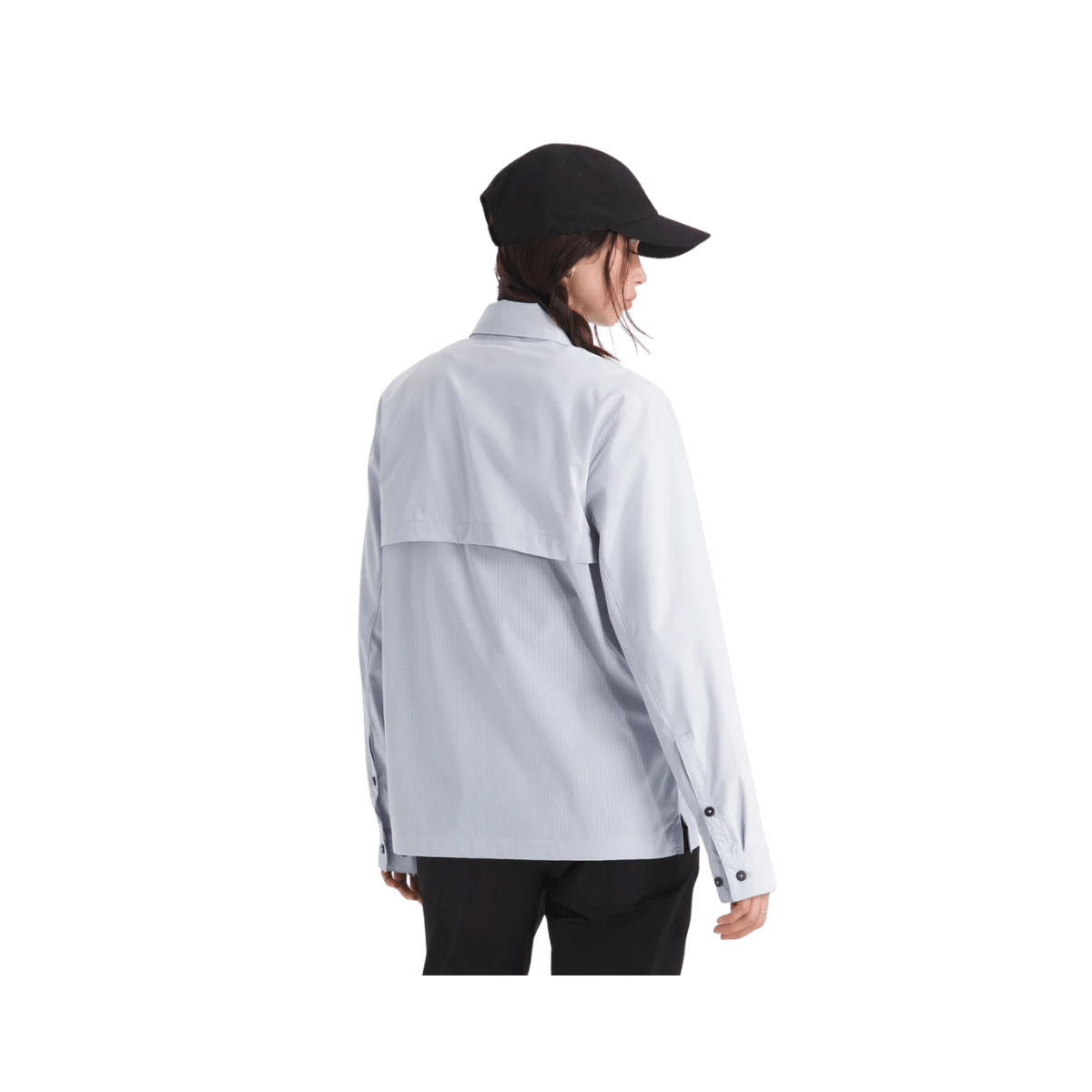 NORTH FACE WOMEN'S LONG SLEEVE LIGHTRANGE SHIRT - MYSTIC HAZE, BACK ANGLE, SM, MD, LG, XL