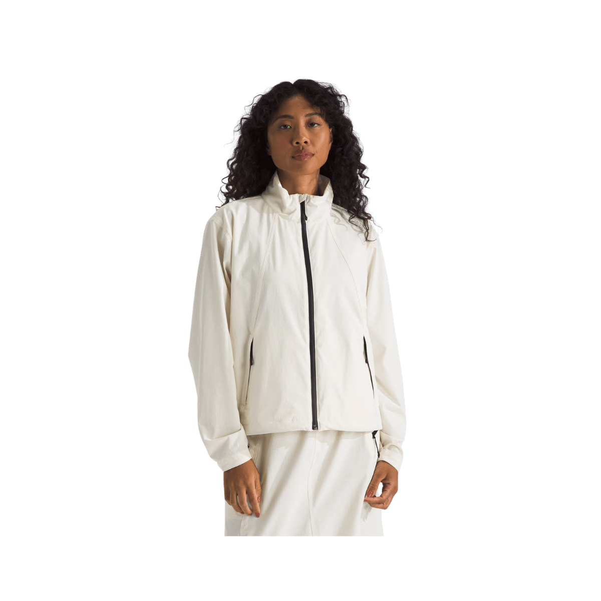 NORTH FACE WOMEN'S NORTH DOME WIND JACKET - WHITE DUNE, fFRONT ANGLE, SM, MD, LG, XL