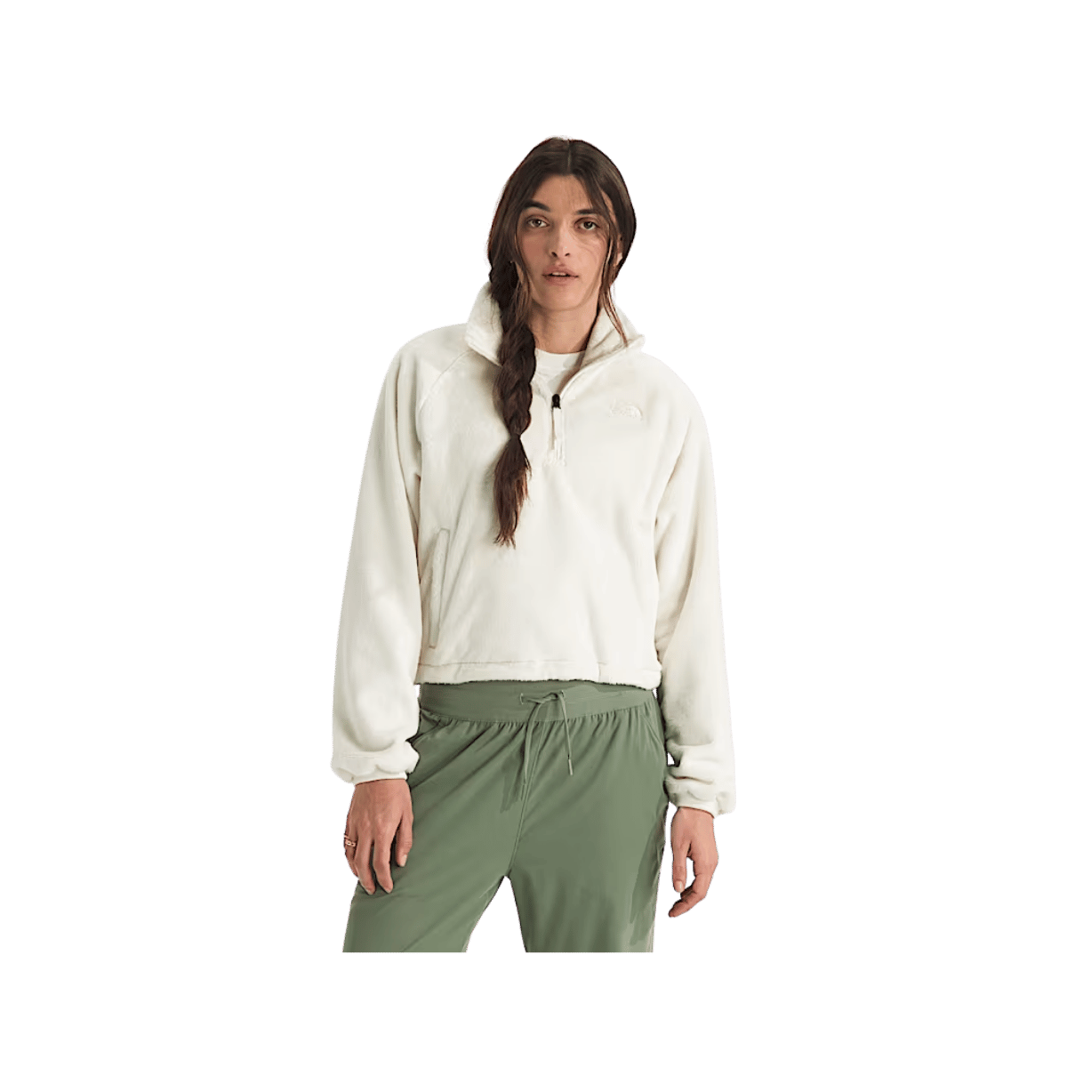 NORTH FACE WOMEN'S OSITO LUX 1/4 ZIP JACKET - WHITE DUNE, FRONT ANGLE, XS, SM, MD, LG, XL