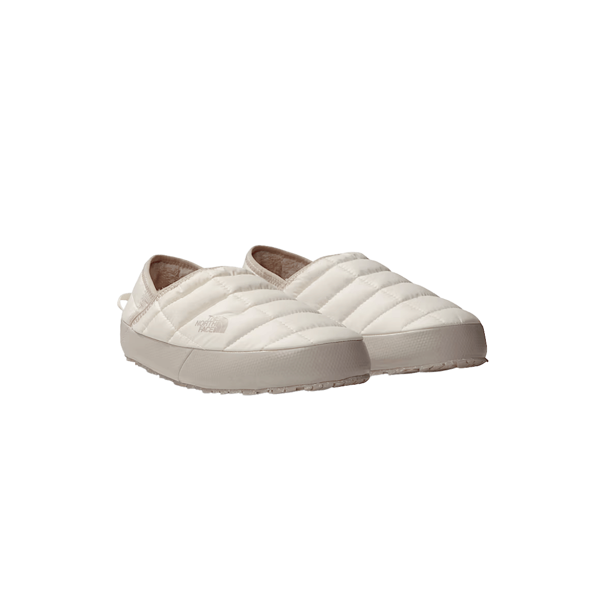 NORTH FACE WOMEN'S THERMOBALL TRACTION MULE V - GARDENIA WHITE/SILVER GREY, FRONT ANGLE, 06.0, 07.0, 08.0, 09.0, 10.0
