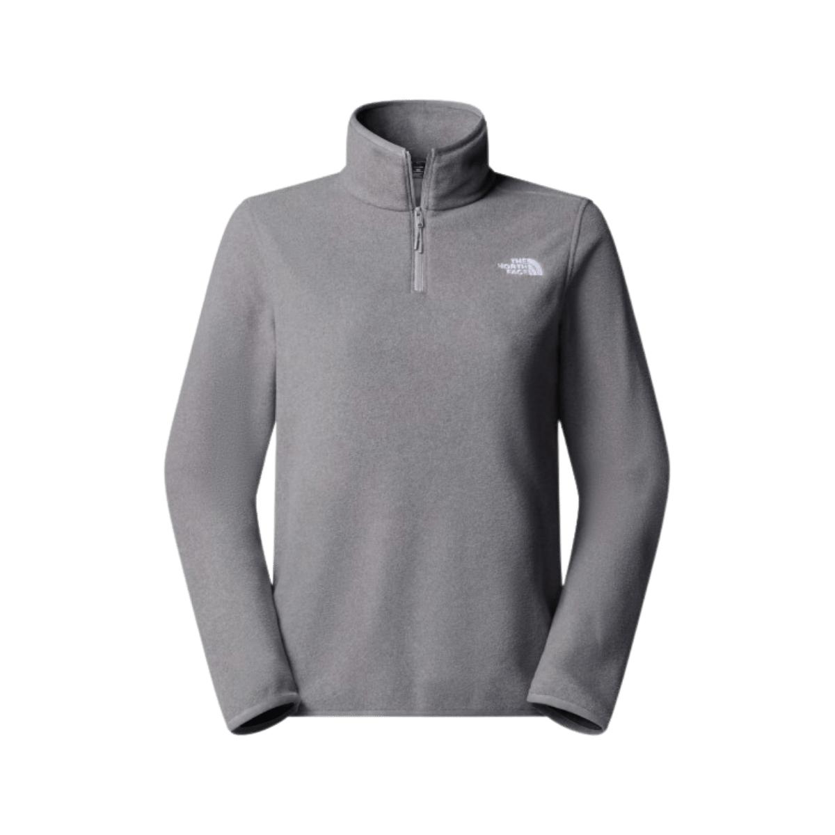 NORTH FACE WOMEN'S TKA GLACIER 1/4 ZIP - MID GREY HEATHER, FRONT ANGLE, SM, MD, LG, XL