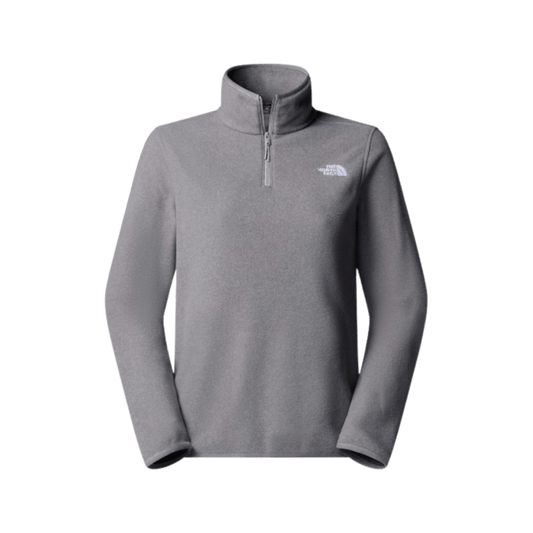 NORTH FACE WOMEN'S TKA GLACIER 1/4 ZIP - MID GREY HEATHER, FRONT ANGLE, SM, MD, LG, XL