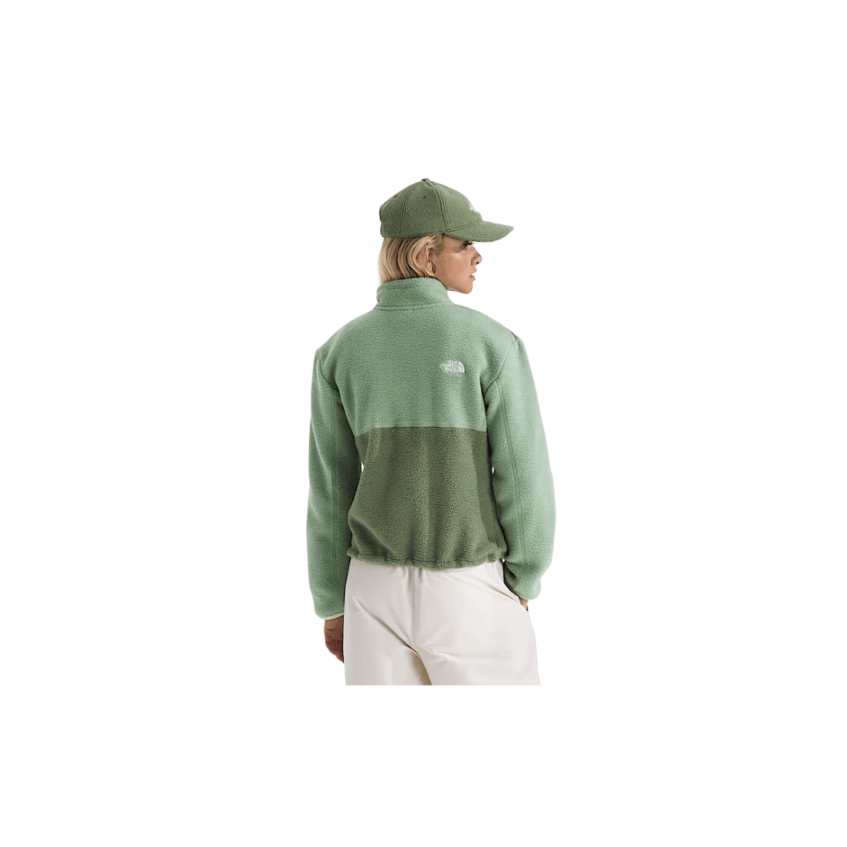 NORTH FACE WOMEN'S YUMIORI 1/4 ZIP - BARK MIST/SLATE MOSS/ASTRO LIME, BACK ANGLE, SM, MD, LG, XL