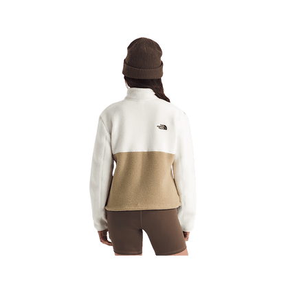 NORTH FACE WOMEN'S YUMIORI 1/4 ZIP - KHAKI STONE/WHITE DUNE/UTILITY BROWN, BACK ANGLE, XS, SM, MD, LG, XL
