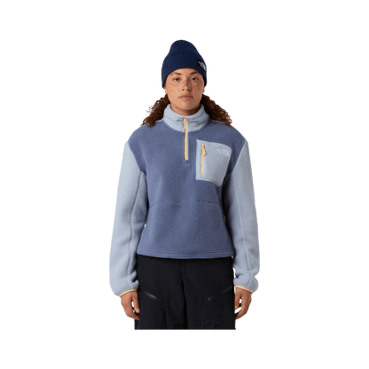 NORTH FACE WOMEN'S YUMIORI 1/4 ZIP - TWILIGHT GALAXY/BLUE FLAX/MINERAL SALT, FRONT ANGLE, SM, MD, LG, XL