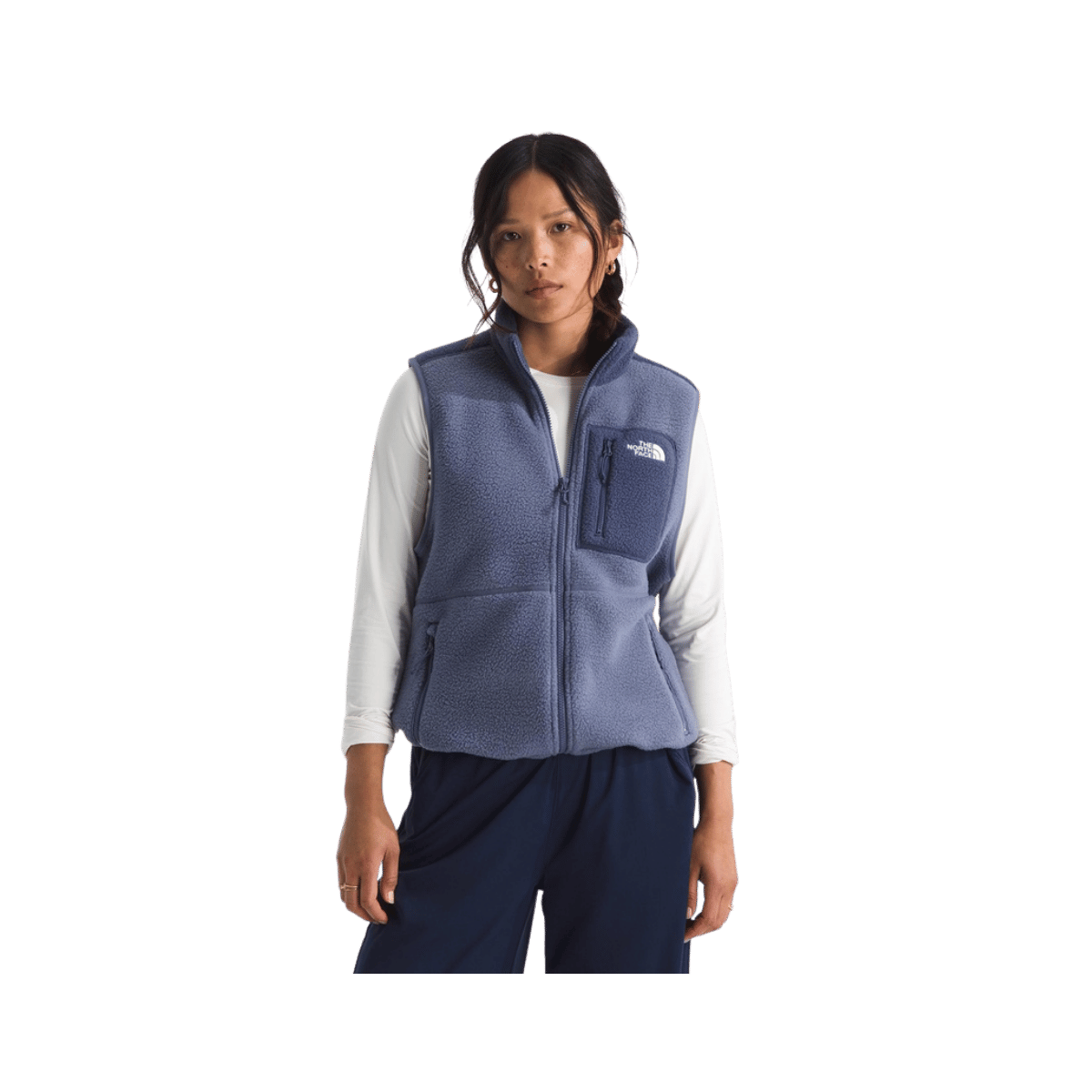 NORTH FACE WOMEN'S YUMIORI VEST - TWILIGHT GALAXY/LUNAR BLUE, FRONT ANGLE, SM, MD, LG, XL