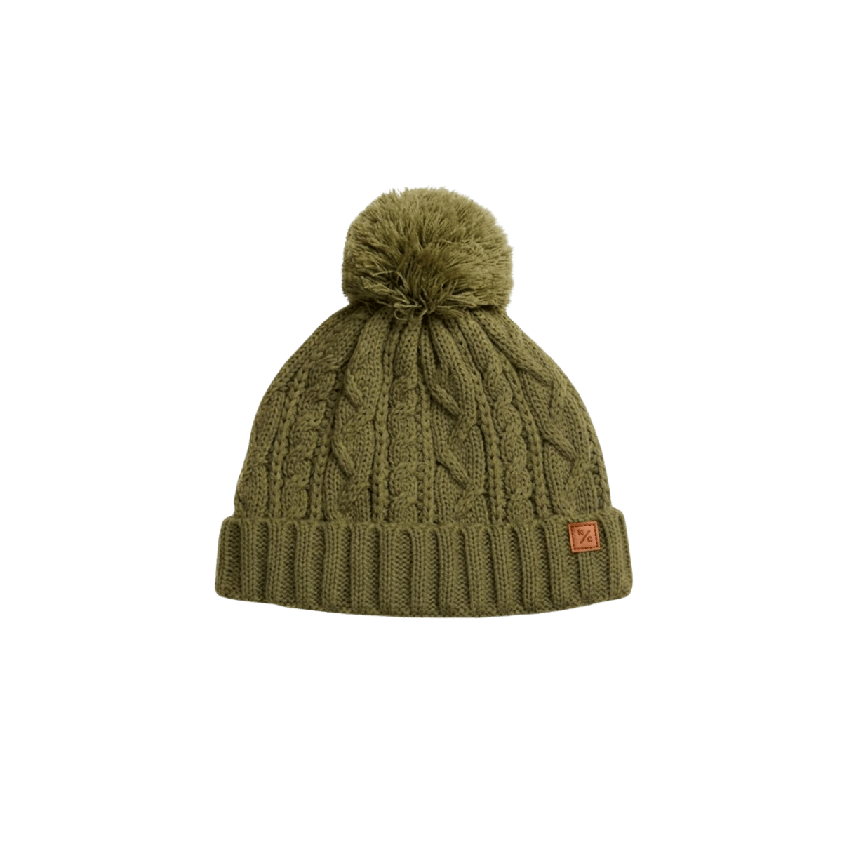 NORTHERN CLASSICS CLASSIC CABLE KNIT POM POM HAT OLIVE