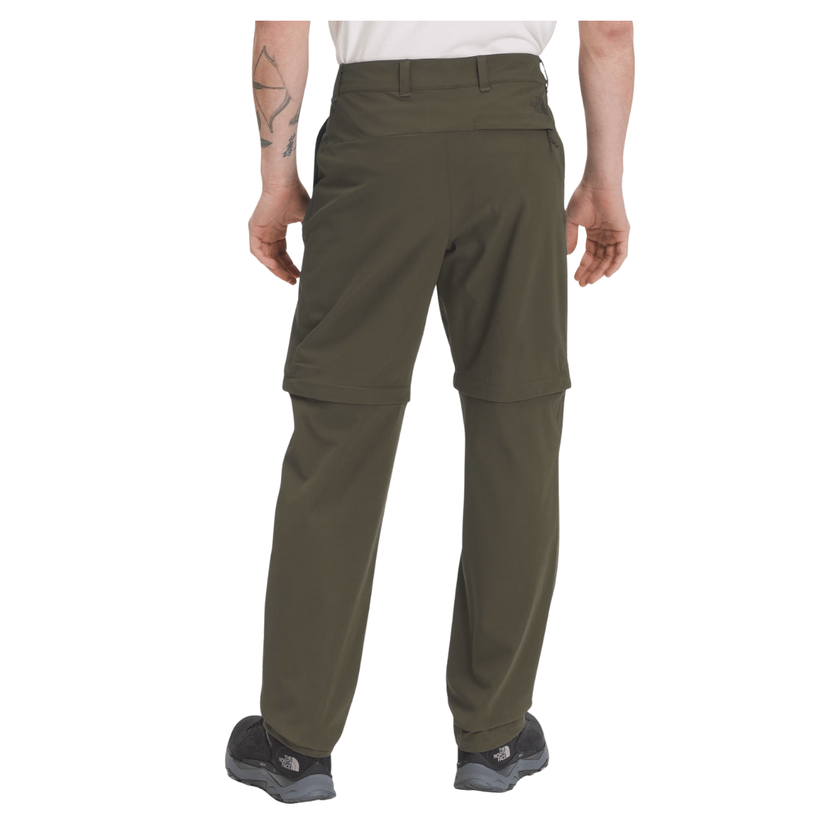 THE NORTHFACE MEN'S PARAMOUNT CONVERTIBLE PANTS DWR FINISH - NEW TAUPE GREEN - BACK VIEW