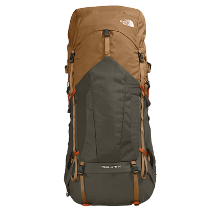 NORTH FACE TRAIL LITE 50 BACKPACK -  UTL BRN/NT GRN - FRONT VIEW