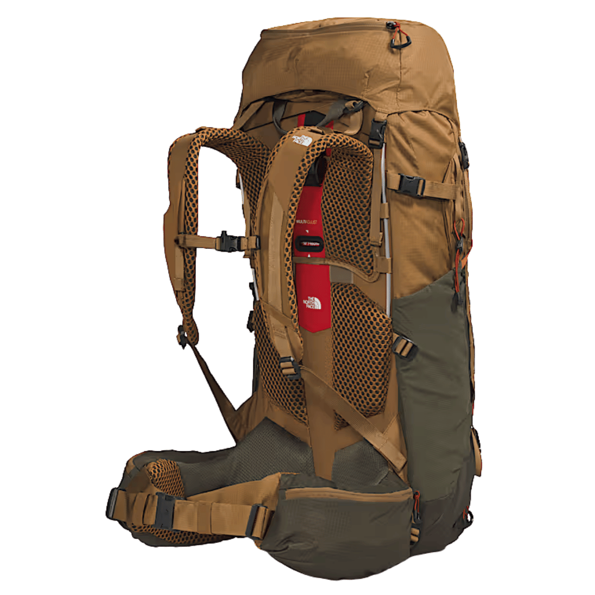 NORTH FACE TRAIL LITE 50 BACKPACK -  UTL BRN/NT GRN - BACK VIEW