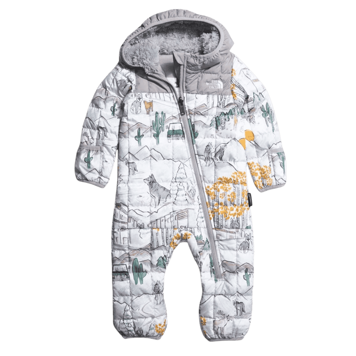 NORTHFACE BABY THERMOBALL WINTER ONE PIECE - TNF WHITE WOLF - FRONT VIEW