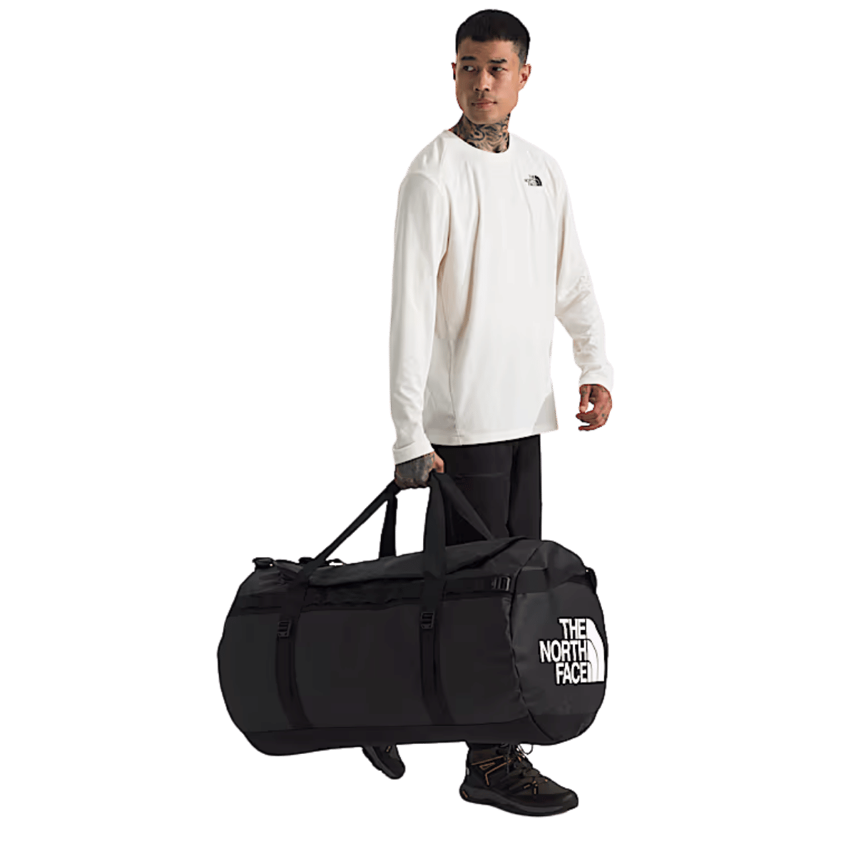 NORTHFACE BASE CAMP DUFFEL XL - TNF BLACK/TNF WHITE WW SIDE ANGLE