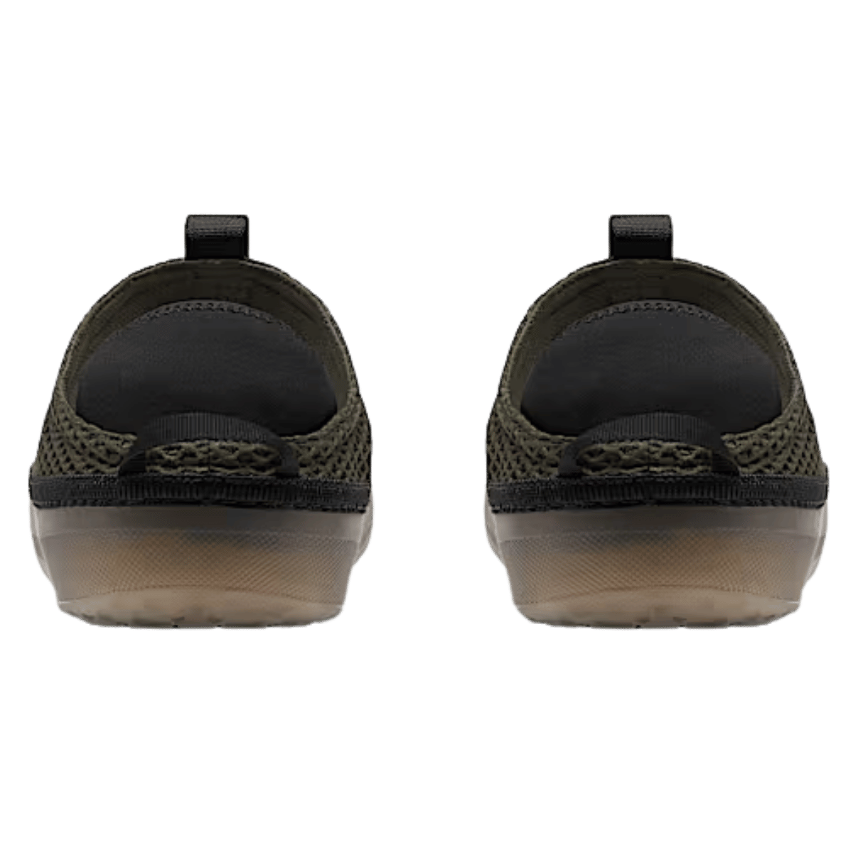 NORTHFACE COLLAPSIBLE HEEL BASE CAMP MULE - NEW TAUPE GREEN - BACK VIEW