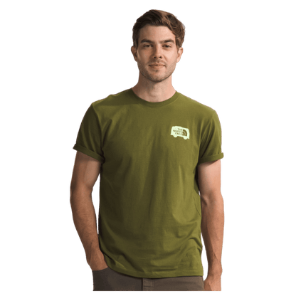 NORTHFACE SHORT SLEEVE BRAND PROUD COTTON TEE - FOREST OLIVE - FRONT VIEW WW