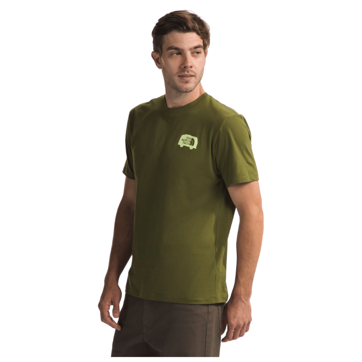 NORTHFACE SHORT SLEEVE BRAND PROUD COTTON TEE - FOREST OLIVE - SIDE VIEW WW