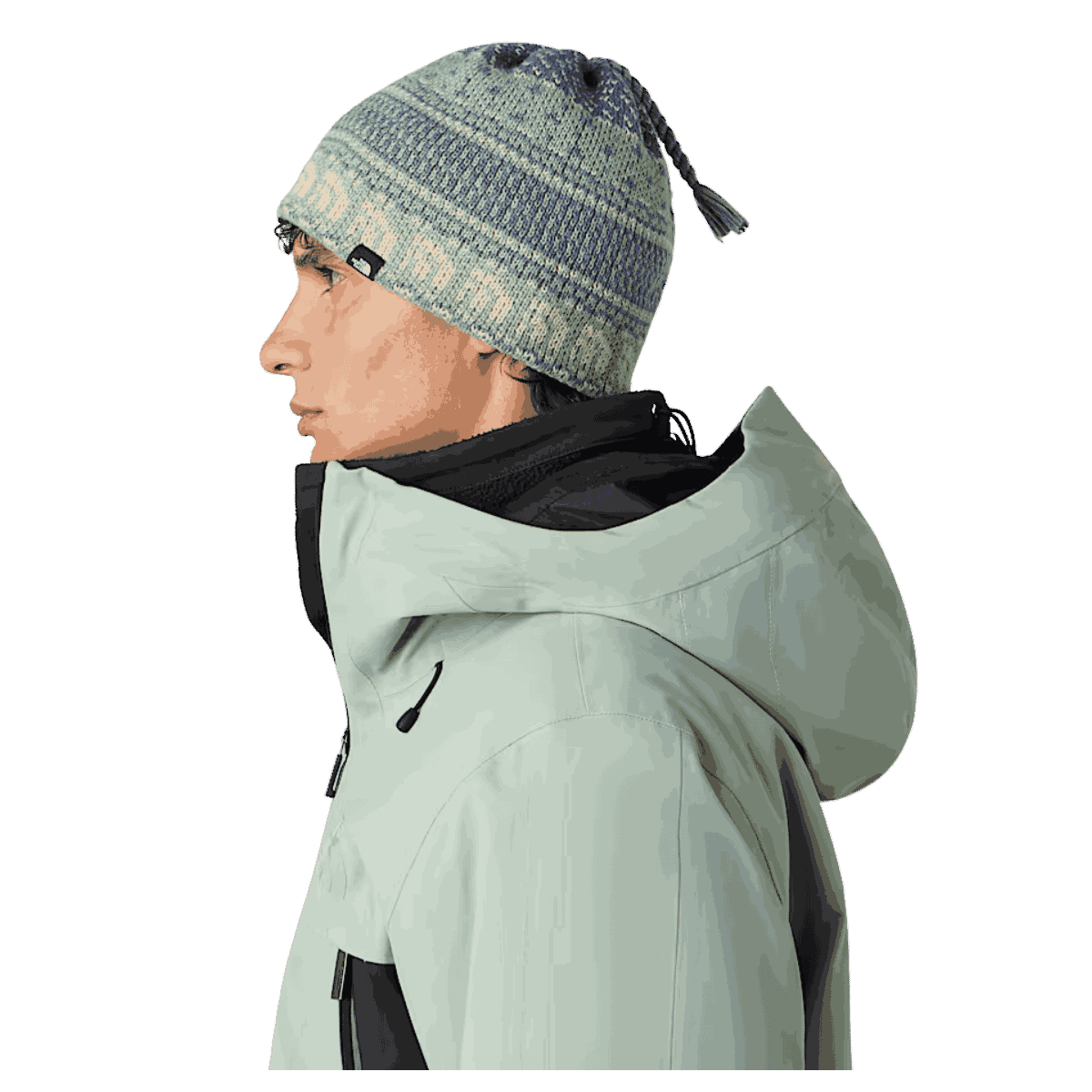 NORTHFACE UNISEX CABIN SKI TUKE CLASSIC FIT BEANIE - SLATE MOSS - MEN SIDE VIEW WW