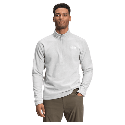 NORTH FACE MEN'S JACQUARD FLEECE CAP ROCK ¼ ZIP PULLOVER - TNF LT GREY - FRONT VIEW
