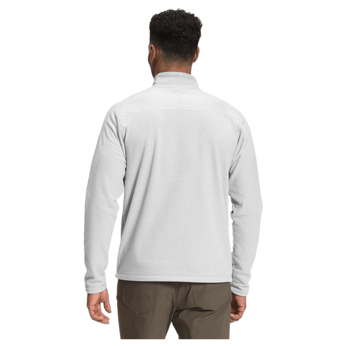NORTH FACE MEN'S JACQUARD FLEECE CAP ROCK ¼ ZIP PULLOVER - TNF LT GREY - BACK VIEW