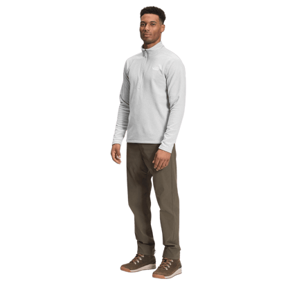 NORTH FACE MEN'S JACQUARD FLEECE CAP ROCK ¼ ZIP PULLOVER - TNF LT GREY - FRONT VIEW FULL WW