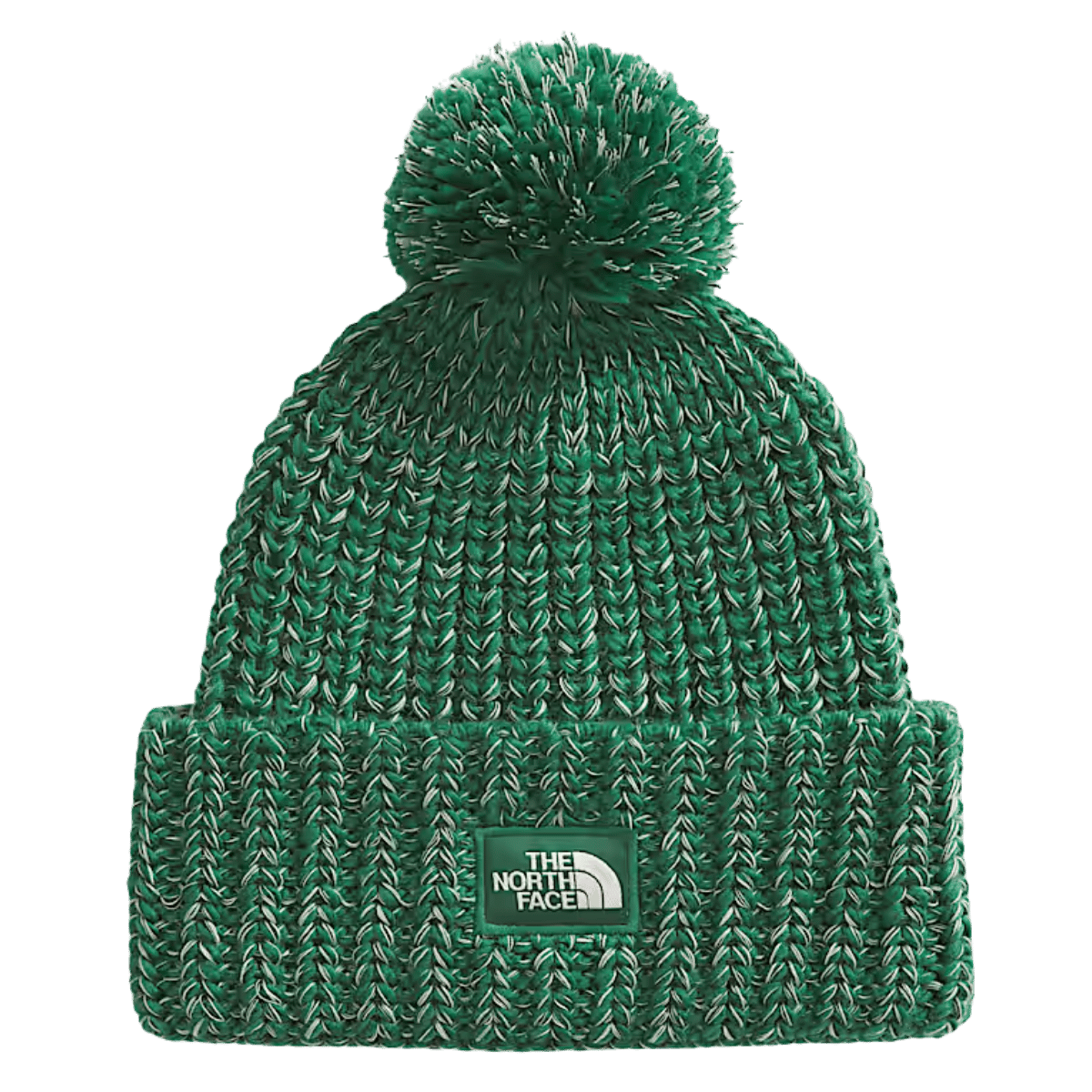 NORTHFACE COZY CHUNKY CABIN CUFFED BEANIE - EVERGREEN/HUNTER GRN - FRONT VIEW