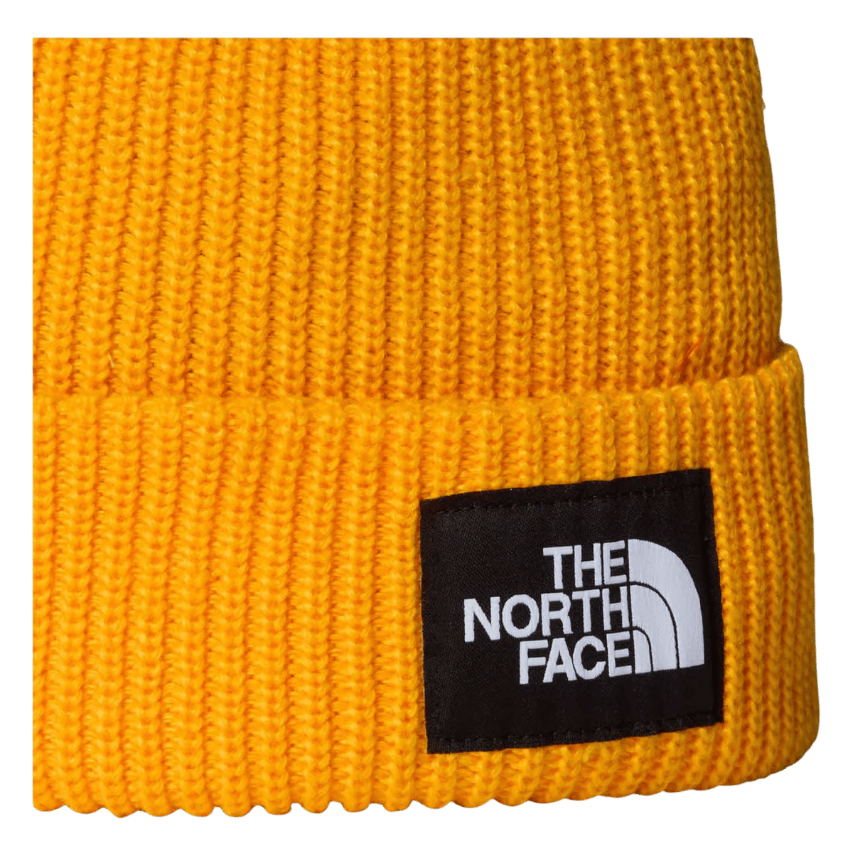 NORTH FACE SALTY LINED BEANIE WITH WARM FLASHDRY LINING - SUMMIT GOLD - FRONT LOGO VIEW