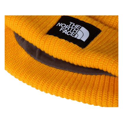 NORTH FACE SALTY LINED BEANIE WITH WARM FLASHDRY LINING - SUMMIT GOLD - FRONT INSIDE VIEW