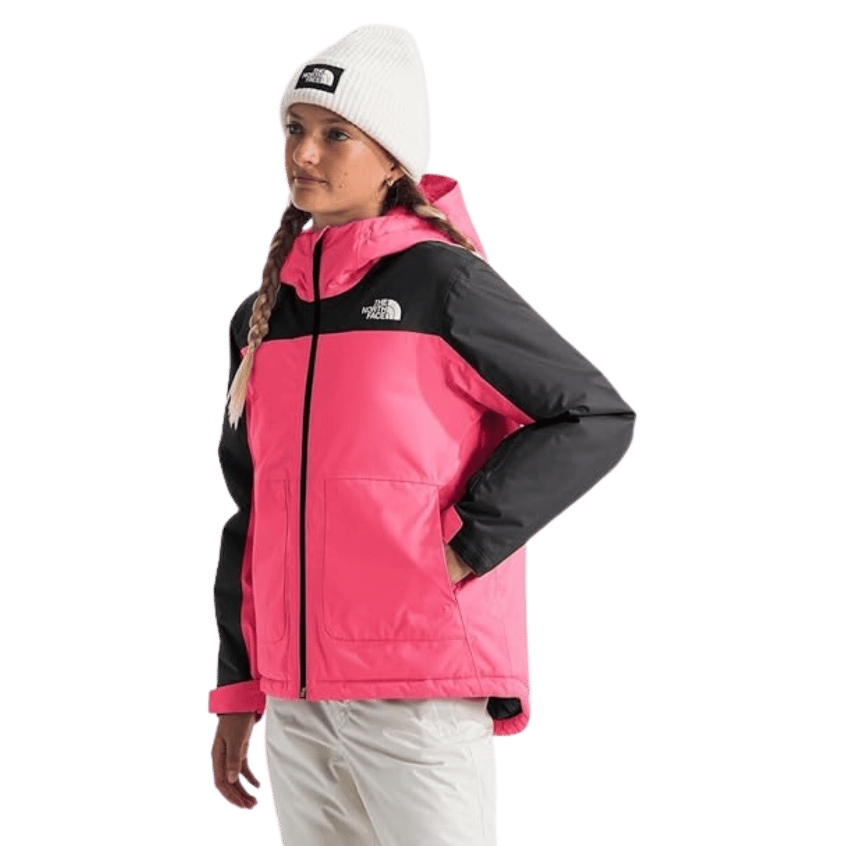 NORTHFACE GIRL'S FREEDOM INSULATED JACKET - RADIANT POPPY WW FRONT SIDE