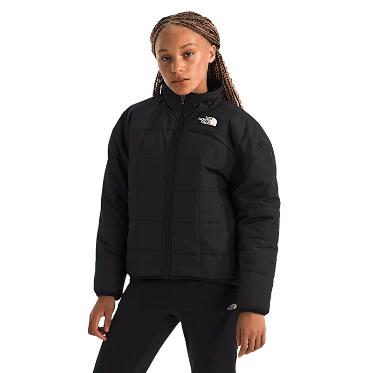 NORTHFACE GIRL'S REVERSIBLE SHASTA FULLZIP JACKET - TNF BLACK WW FRONT