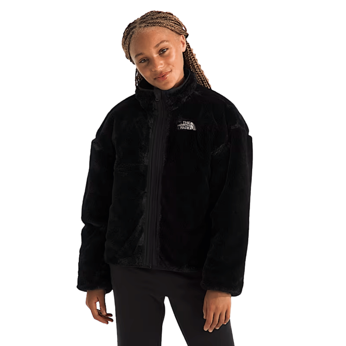 NORTHFACE GIRL'S REVERSIBLE SHASTA FULLZIP JACKET - TNF BLACK WW REVERSED FRONT