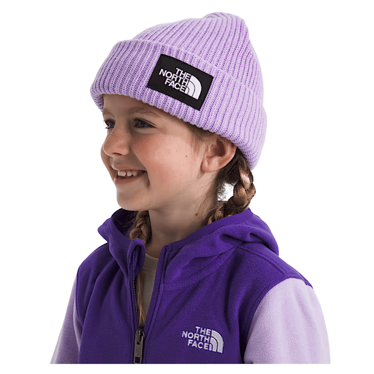 NORTHFACE UNISEX KIDS SALTY LINED FLASHDRY BEANIE - LITE LILAC - SIDE VIEW WW