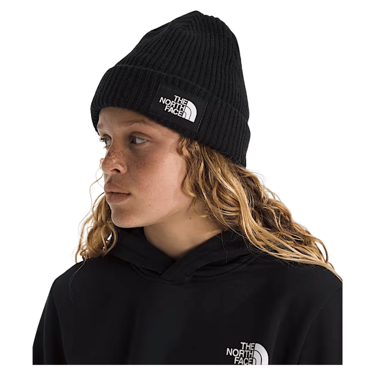 NORTHFACE UNISEX KIDS SALTY LINED FLASHDRY BEANIE - TNF BLACK - SIDE VIEW WW