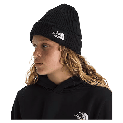 NORTHFACE UNISEX KIDS SALTY LINED FLASHDRY BEANIE - TNF BLACK - SIDE VIEW WW