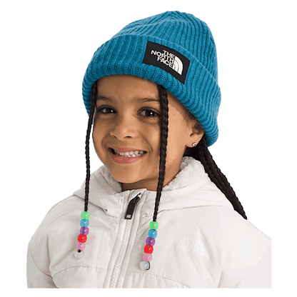 NORTHFACE UNISEX KIDS SALTY LINED FLASHDRY BEANIE - DUSK BLUE - FRONT VIEW WW