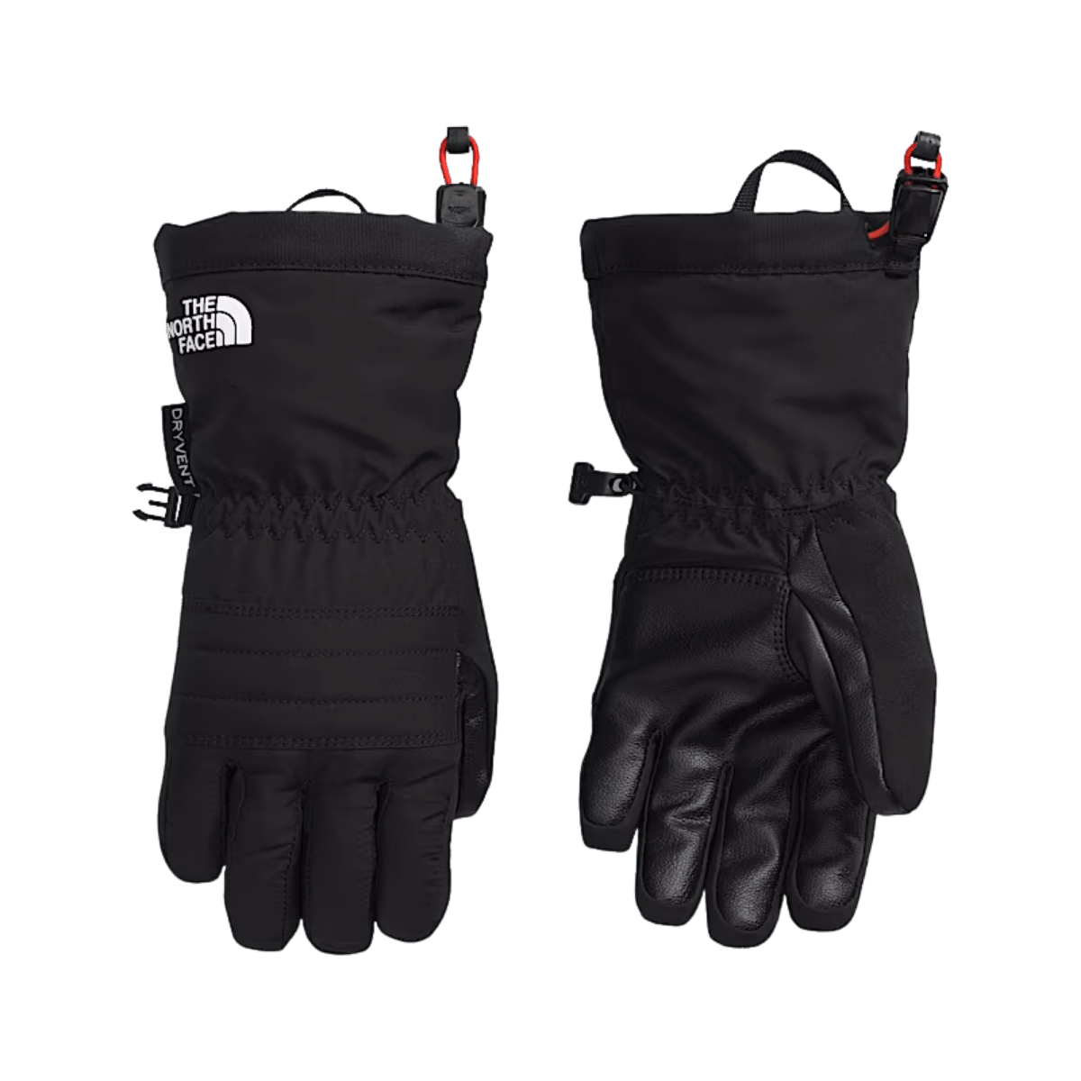 NORTHFACE KIDS MONTANA SKI GLOVE - TNF BLACK FRONT AND BACK VIEW
