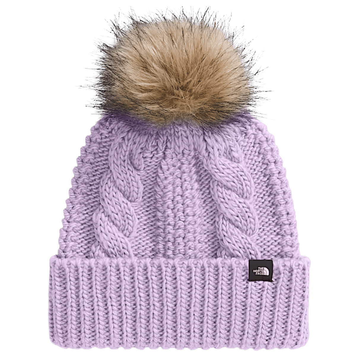 NORTHFACE KIDS OH MEGA OVERSIZED FUR POM BEANIE - LITE LILAC - FRONT VIEW