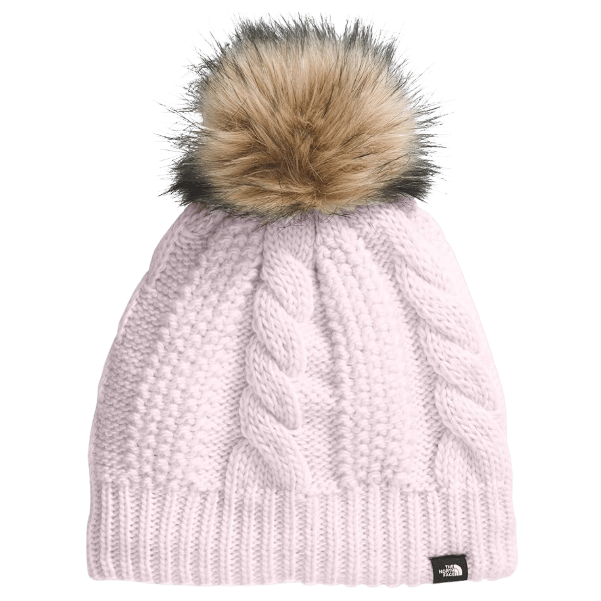 NORTHFACE KIDS OH MEGA OVERSIZED FUR POM BEANIE - PALE BLOSSOM - FRONT VIEW