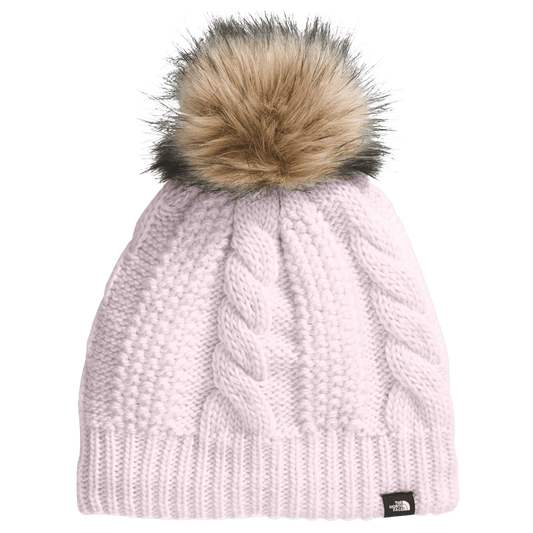 NORTHFACE KIDS OH MEGA OVERSIZED FUR POM BEANIE - PALE BLOSSOM - FRONT VIEW