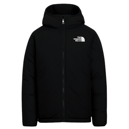 NORTHFACE BOYS REVERSIBLE NORTH DOWN HOODED JACKET - TNF BLACK MOUNTAIN - BLACK ANGLE 