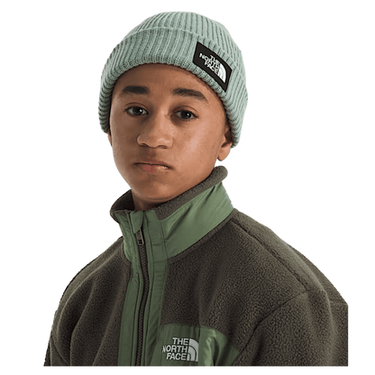 NORTHFACE KIDS SALTY LINED FLASHDRY BEANIE - SLATE MOSS - FRONT VIEW WW