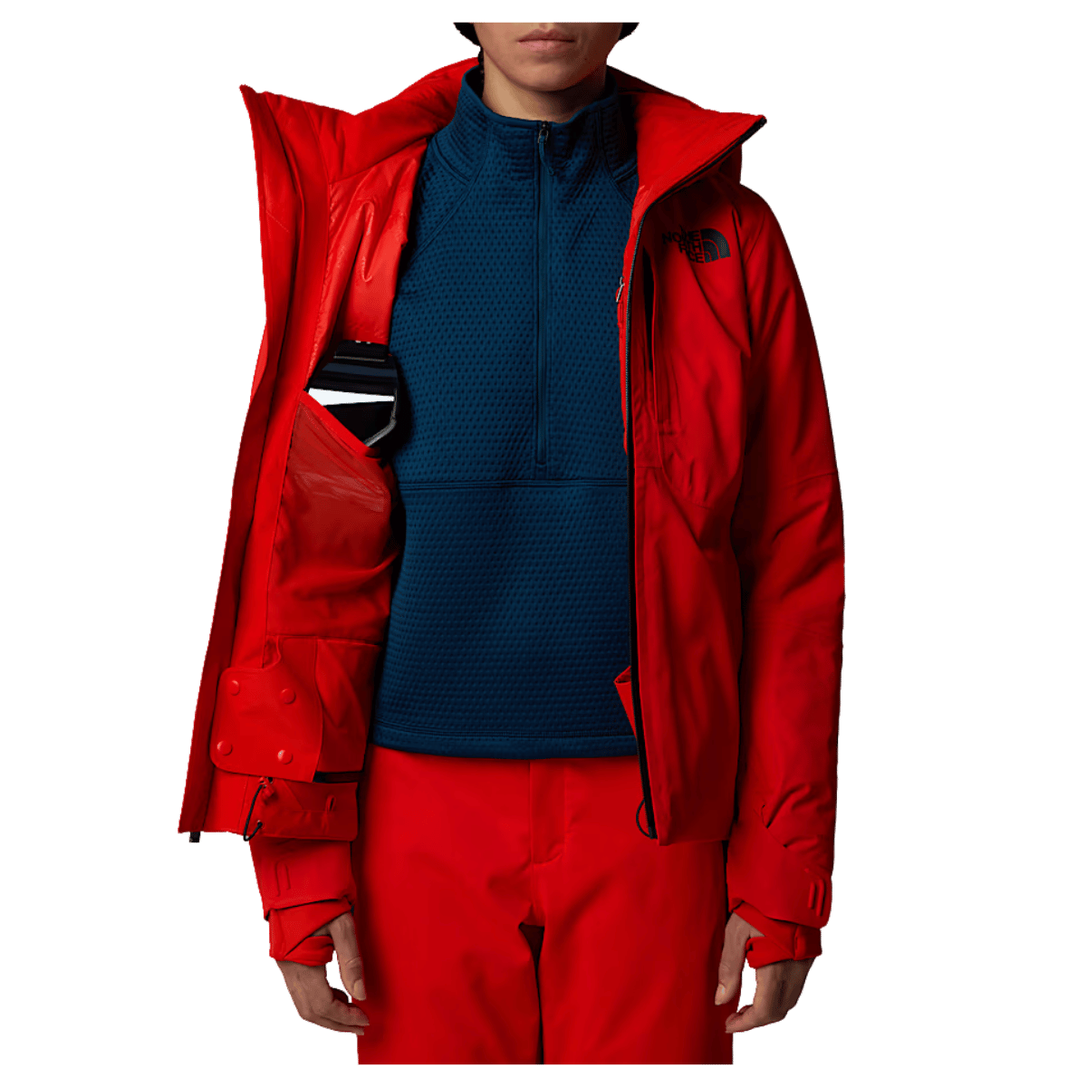 NORTHFACE WOMEN HEATSEEKER LENADO JACKET - FIERY RED - FRONT INSIDE VIEW WW