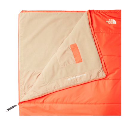 NORTHFACE LONG WAWONA BED 35 CAMPING SLEEPING BAG - RETRO ORANGE - SIDE INSIDE ZOOM VIEW