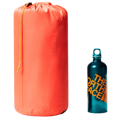 NORTHFACE LONG WAWONA BED 35 CAMPING SLEEPING BAG - RETRO ORANGE - PACKED FRONT VIEW