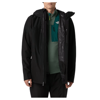 NORTHFACE MEN'S DESCENDIT JACKET DRYVENT 2L - TNF BLACK - ZIP OPEN ANGLE