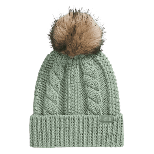 NORTHFACE WOMEN'S OVERSIZED OH MEGA FUR POM BEANIE - SLATE MOSS - MAIN IMAGE
