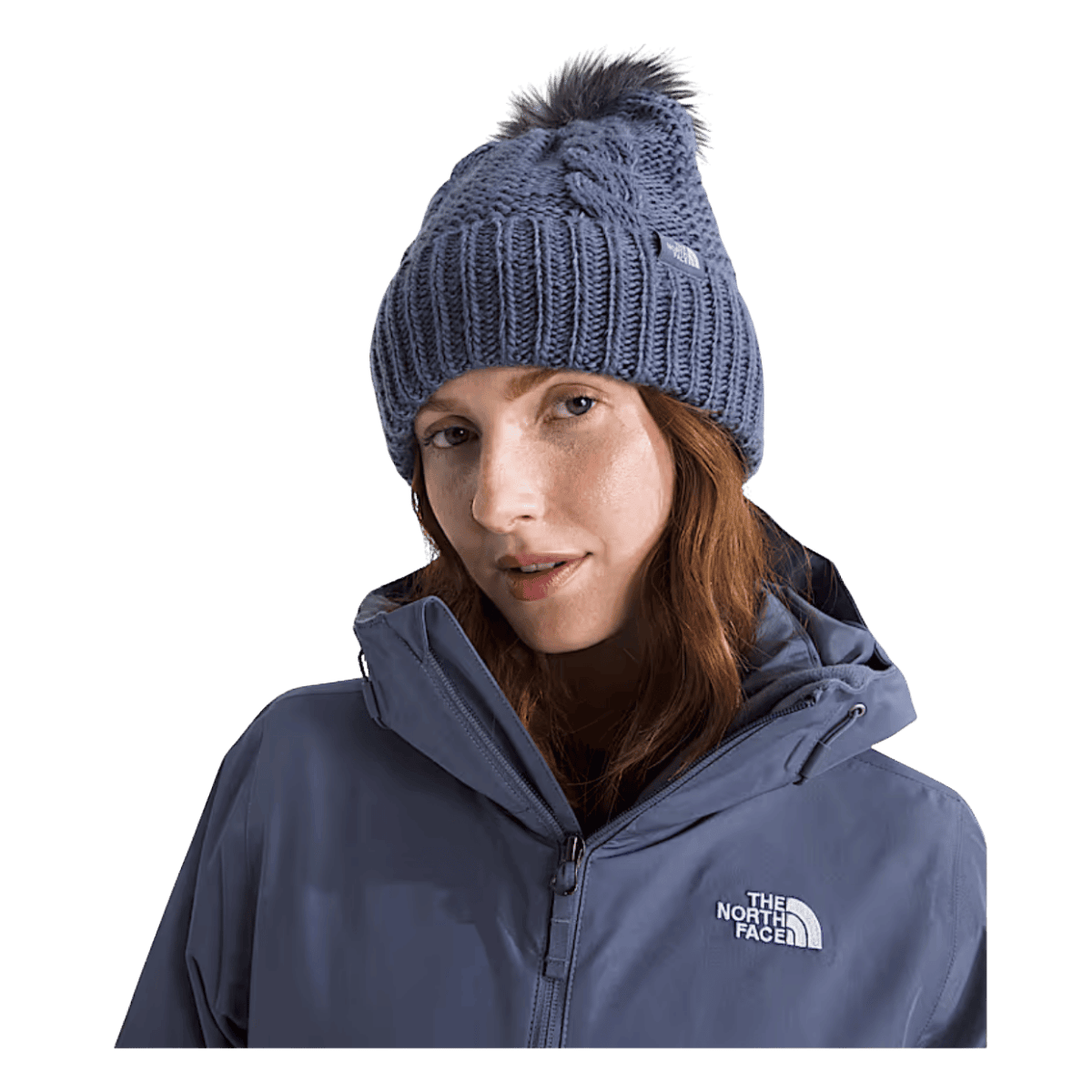 NORTHFACE WOMEN'S OH MEGA OVERSIZED FUR POM BEANIE - TWILIGHT GALAXY - FRONT VIEW WW