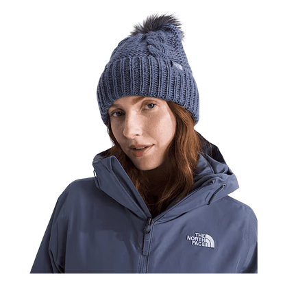 NORTHFACE WOMEN'S OH MEGA OVERSIZED FUR POM BEANIE - TWILIGHT GALAXY - FRONT VIEW WW