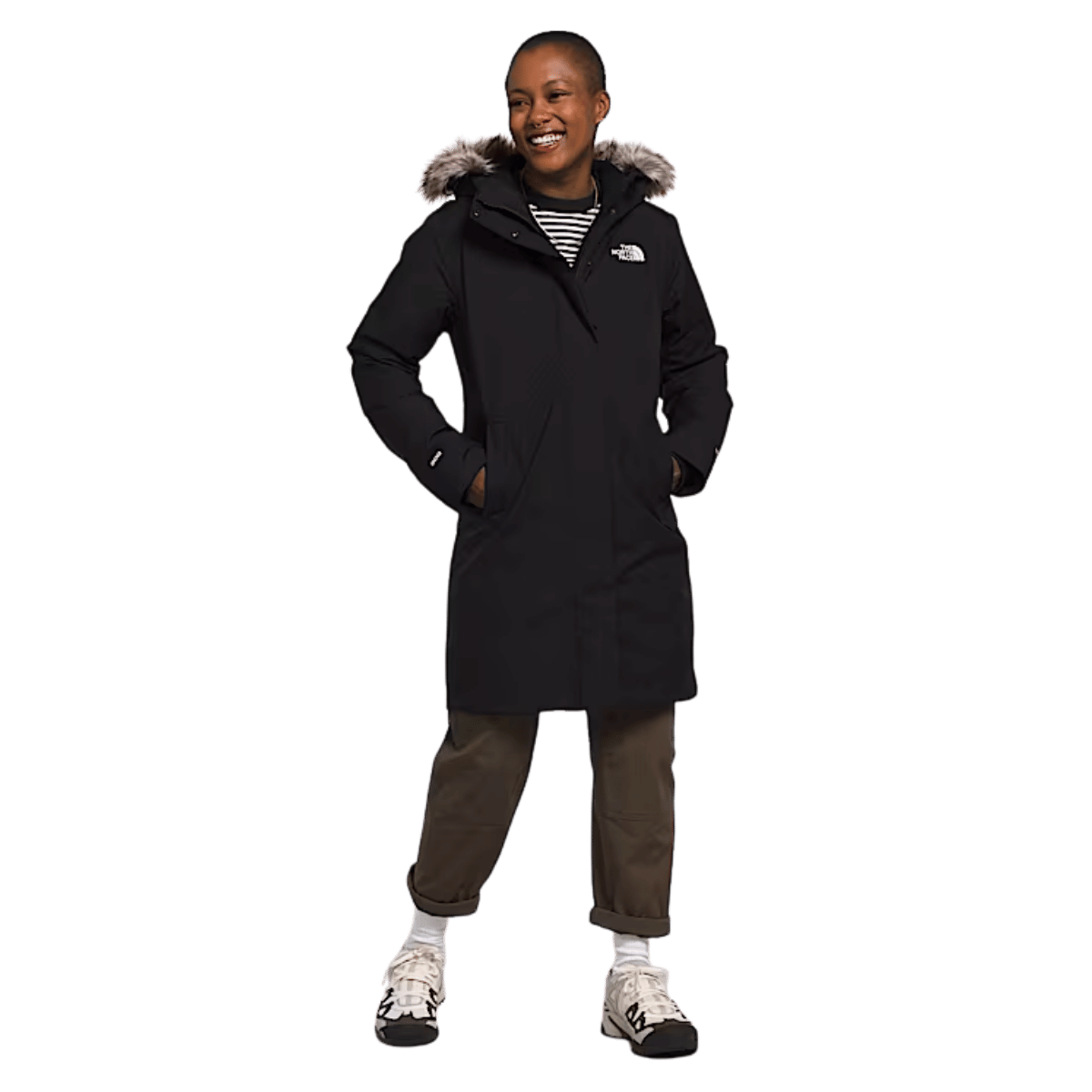 NORTHFACE WOMEN ARCTIC PARKA EVERYDAY JACKET - TNF BLK - FRONT FULL VIEW WW