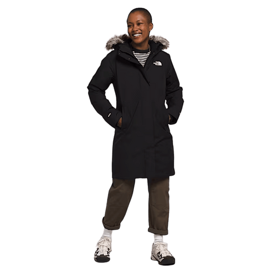 NORTHFACE WOMEN ARCTIC PARKA EVERYDAY JACKET - TNF BLK - FRONT FULL VIEW WW