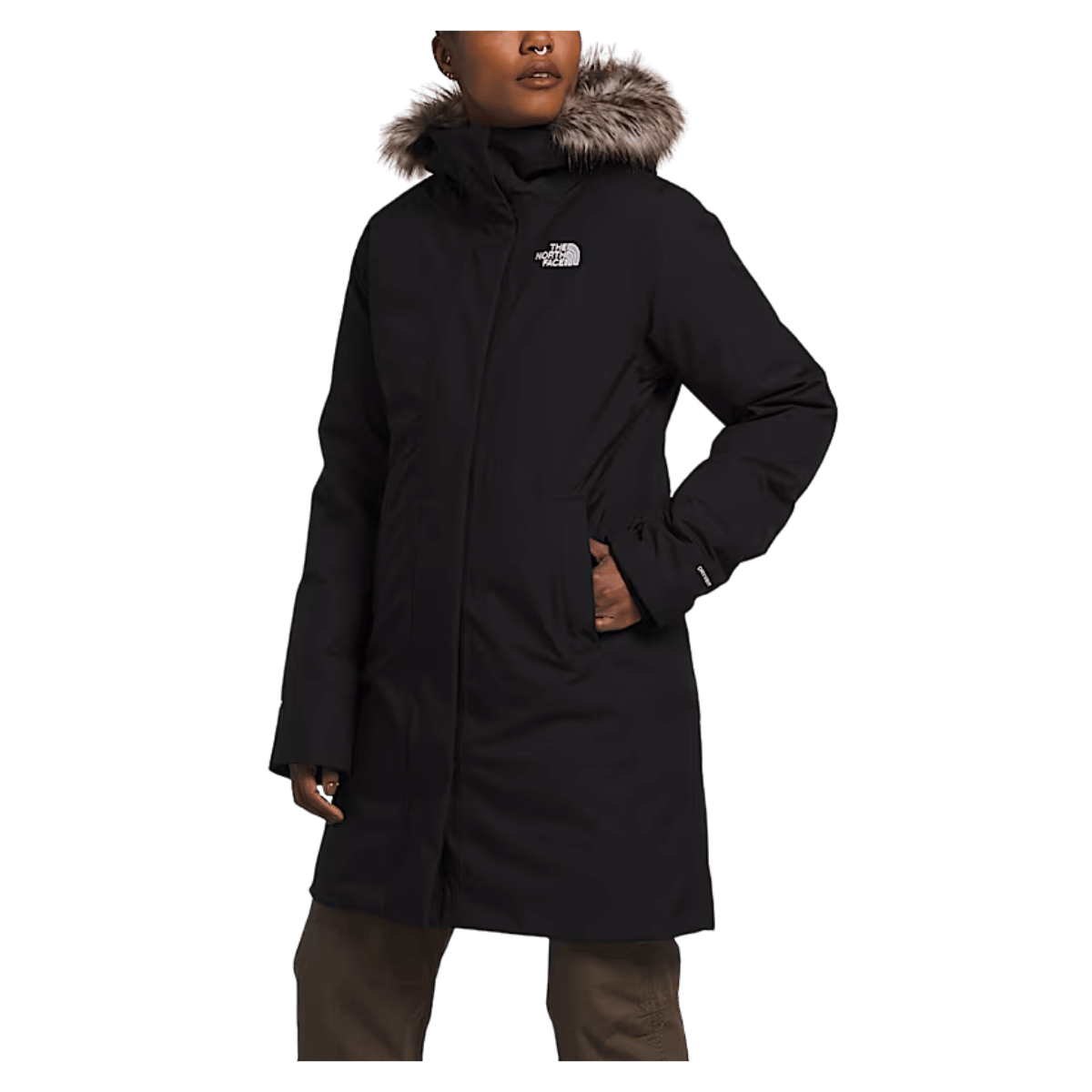 NORTHFACE WOMEN ARCTIC PARKA EVERYDAY JACKET - TNF BLK - FRONT VIEW WW