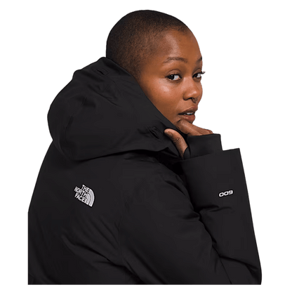 NORTHFACE WOMEN ARCTIC PARKA EVERYDAY JACKET - TNF BLK - HOOD ANGLE BACK WW